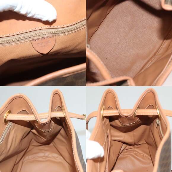 CELINE Macadam Canvas Shoulder Bag Pvc Brown Gold - Picture 11 of 12